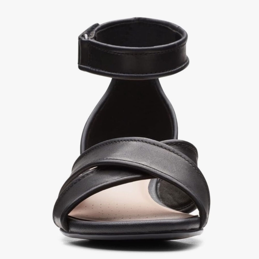 Clarks Leather Heeled Peep Toe Sandals | Comfort, Classy, Timeless Style - Picture 7 of 9